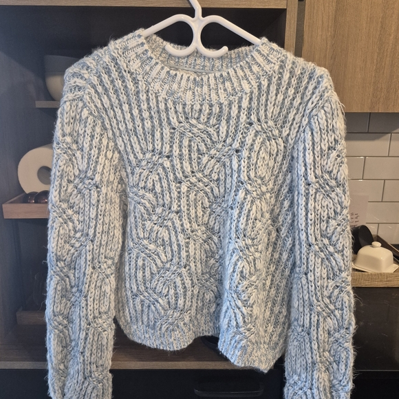 Garage Sweaters - Garage Light Blue Cable Knit Crewneck Sweater